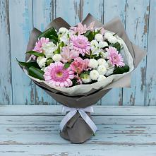 Букет цветов из:  Герберы, Альстромерии и Хризантемы в Радуге