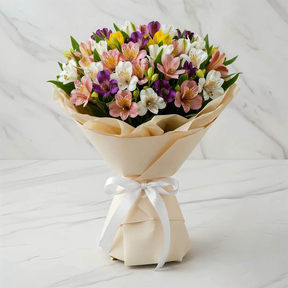 Букет цветов из: Альстромерии в Радуге