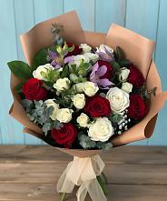 Букет цветов из:  Розы и Альстромерии в Радуге