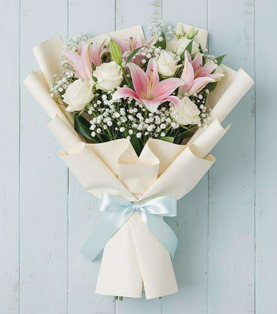 Букет цветов из: Лилии в Радуге