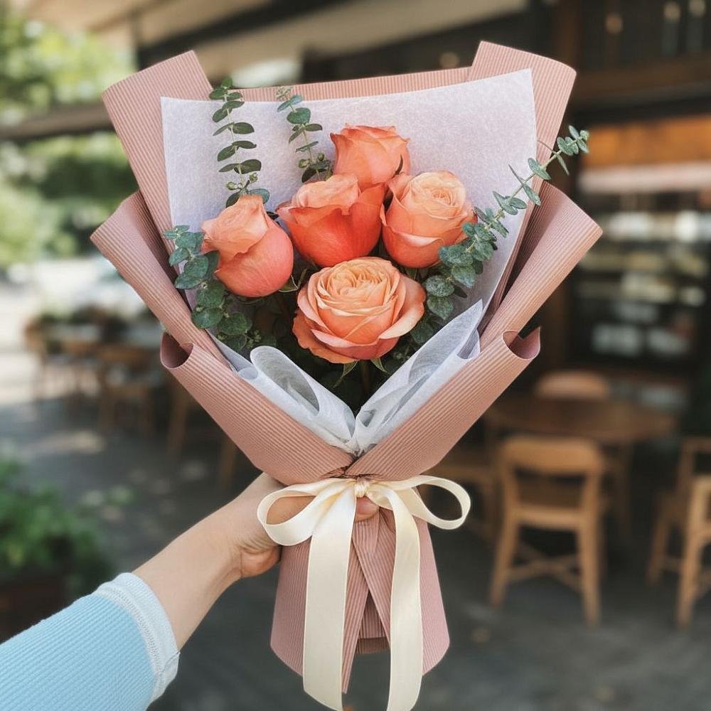 Букет цветов из: Розы в Радуге