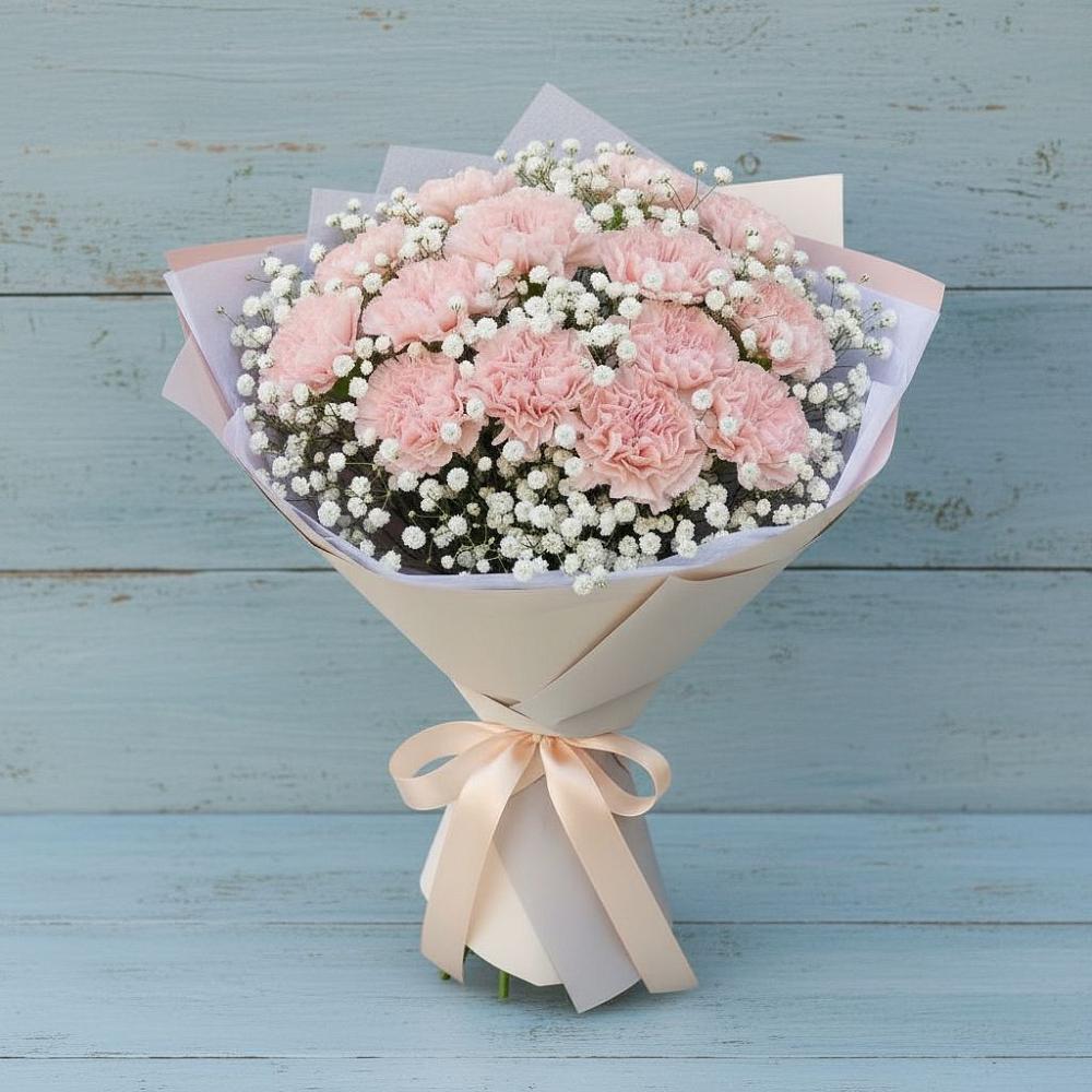 Букет цветов из: Гвоздики в Радуге