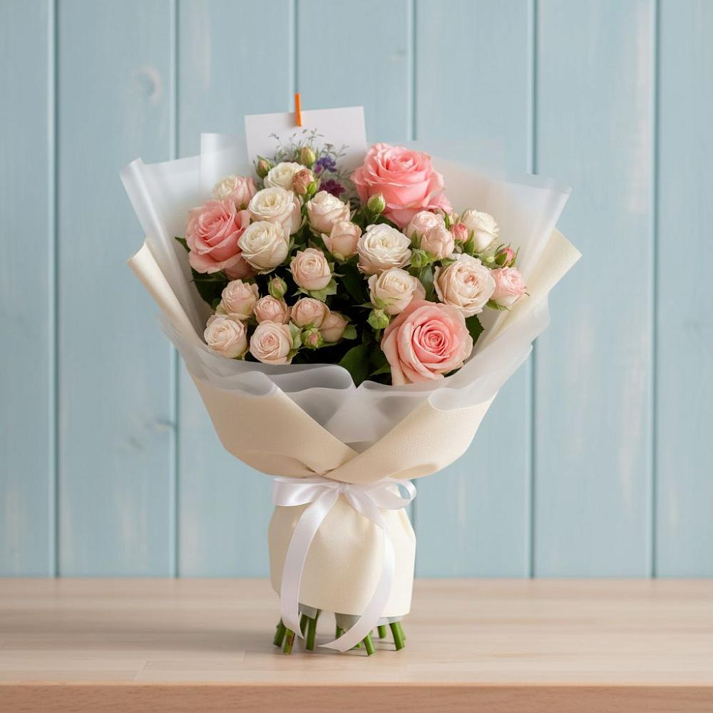 Букет цветов из: Розы в Радуге