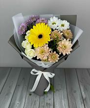 Букет цветов из:  Розы, Герберы и Хризантемы в Радуге