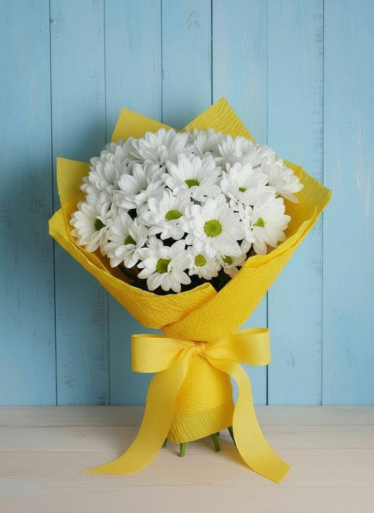 Букет цветов из: Хризантемы в Радуге