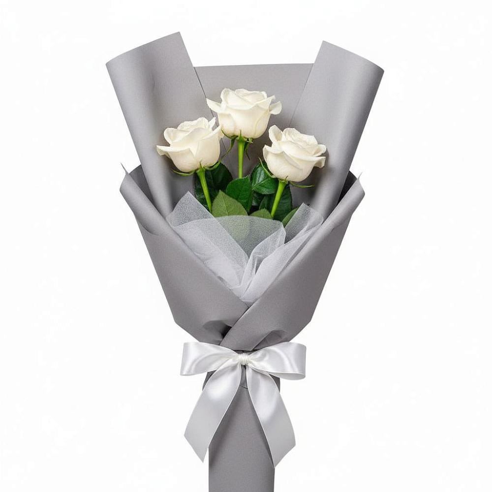 Букет 3 белые розы в Радуге