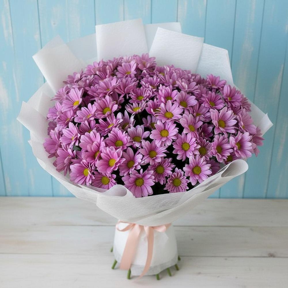 Букет цветов из: Хризантемы в Радуге