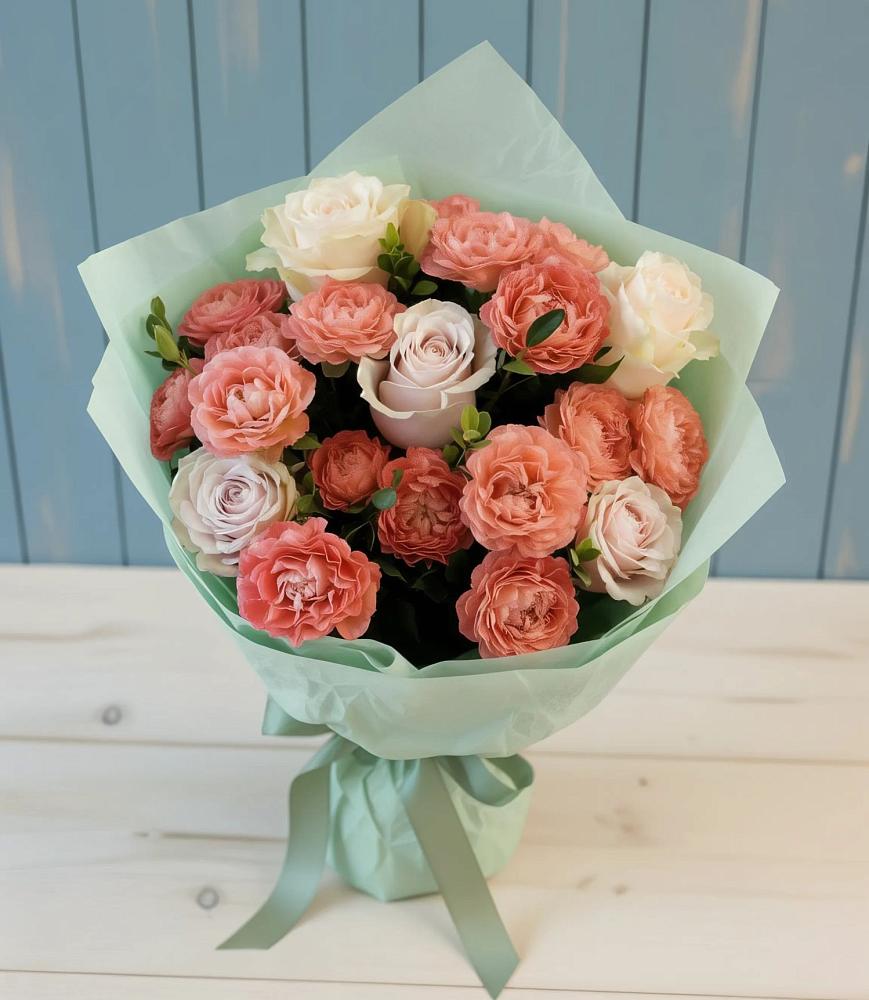 Букет цветов из: Розы в Радуге