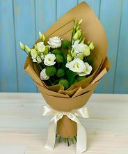 Букет цветов из:  Хризантемы и Лизиантусы #REPLACE_PRED# Радуге