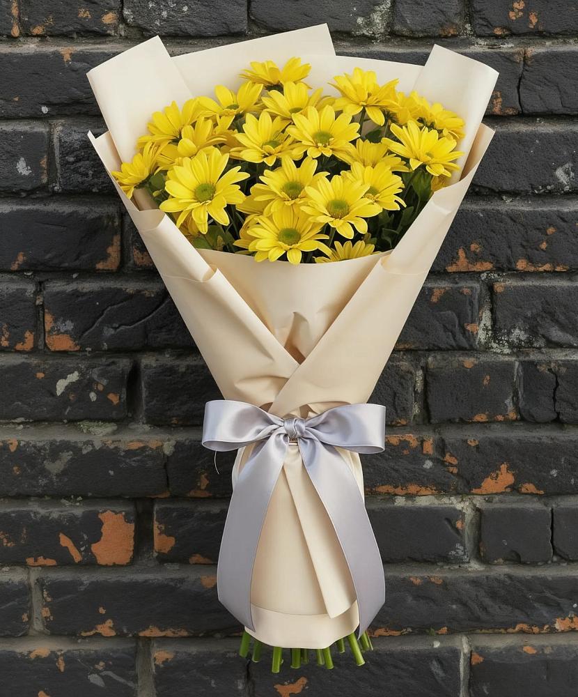 Букет цветов из: Хризантемы в Радуге