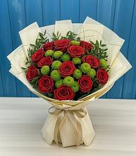 Букет цветов из:  Розы и Хризантемы в Радуге