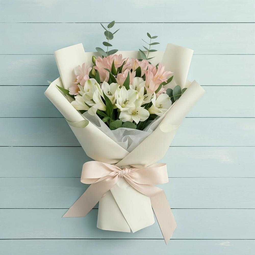 Букет цветов из: Альстромерии в Радуге