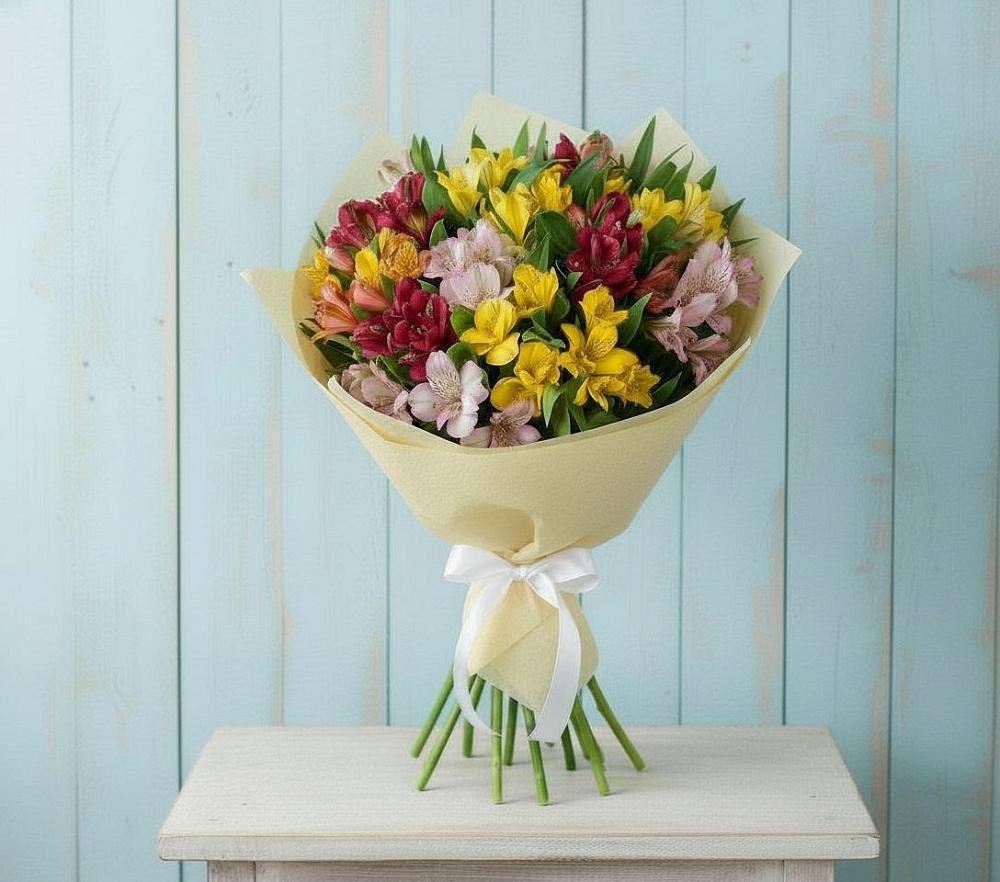 Букет цветов из: Альстромерии в Радуге