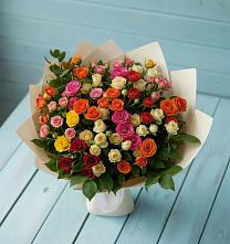Букет Микс из разноцветных кустовых роз #REPLACE_PRED# Радуге